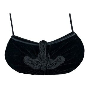 Preston & York Women’s Black Velvet Evening Shoulder Bag‎ City Sexy Party Y2K